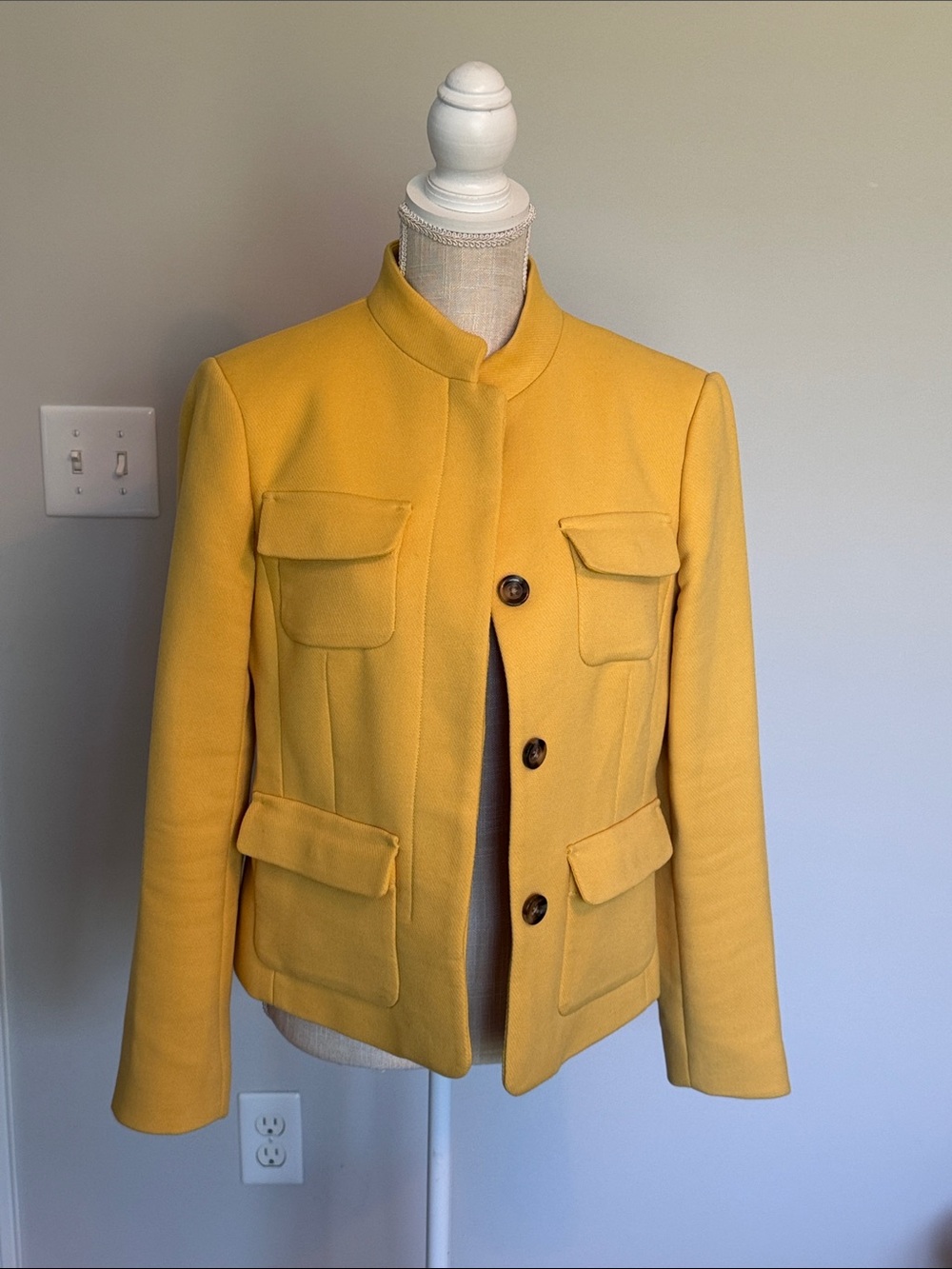 Ann Taylor Mustard Yellow Military-Style Blazer